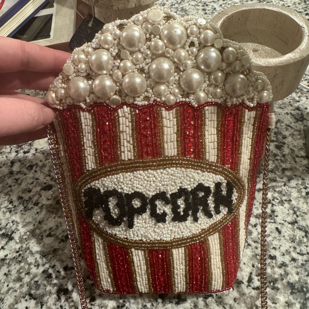T.J.Maxx popcorn Pearl-Embellished Cream Clutch